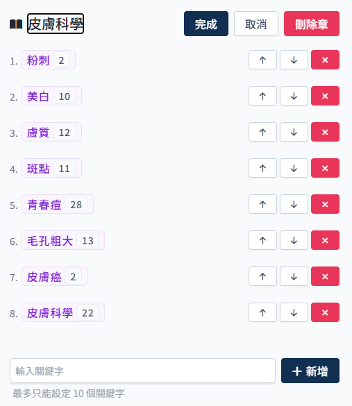 修改章節名稱
