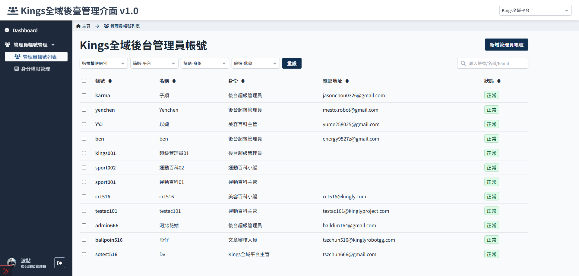 新增管理员